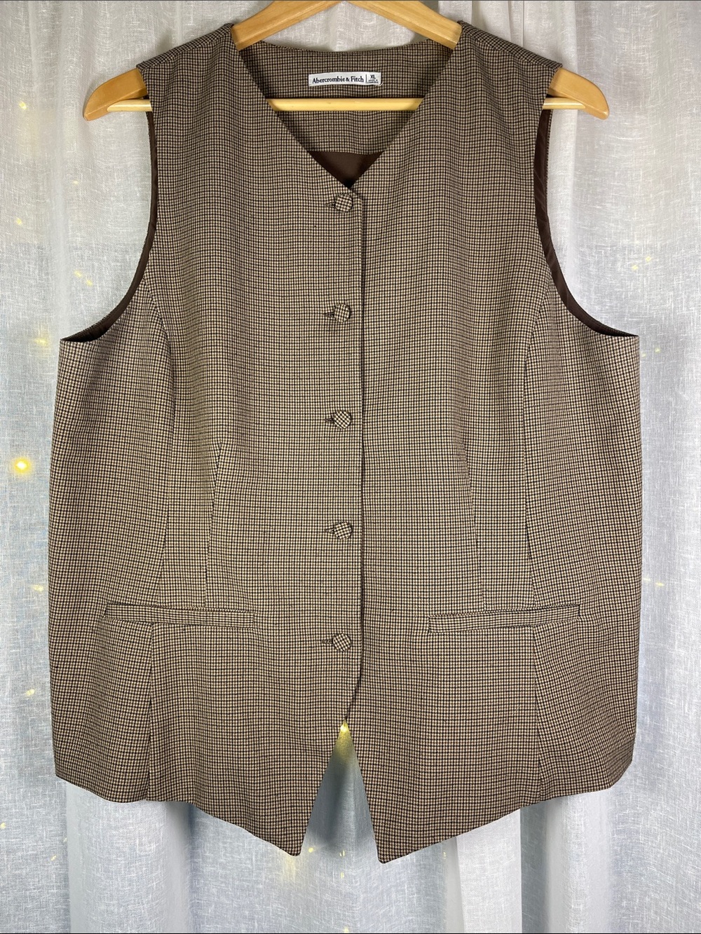 Abercrombie & Fitch Brown Houndstooth Vest